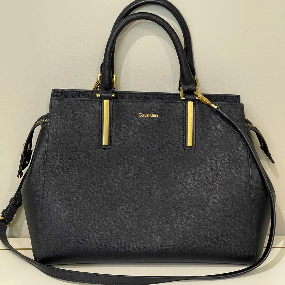 Calvin Klein satchel. Black with gold accents